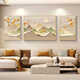 Meiyouchun Modern Light Luxury Living Room Decoration Painting Persimmon Ruyi Triptych High-end Meaning Mural New Sofa Background Wall Hanging Painting JD14715 Left and left 70*90 Middle 120*90 Crystal porcelain diamond-inlaid aluminum alloy gold frame