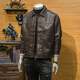 JAGR trendy brand leather jacket men's new spring and autumn motorcycle leather jacket casual top trendy men's leather jacket black black 2XL