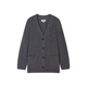 Teenie Weenie Australian wool + yak cashmere blend bear winter clothing relaxed and fashionable knitted cardigan for women dark gray M (165)
