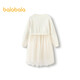 Balabala girls Chinese New Year dress, big child princess dress, fashionable spring mesh splicing