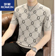 ROMON knitted short-sleeved T-shirt men's printed trendy half-sleeved sweater winter men's sweater slim bottoming shirt personality 1116 gray green L recommended 105-120Jin Jin equals 0.5 kg