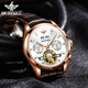 
European Pinke Swiss certified brand watches for men fully automatic mechanical watches luminous hollow flywheels for men gifts business watches European Pinke-3291-brown leather rose shell white surface