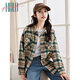 Halo Queen thick long-sleeved shirt women's autumn and winter trendy pocket plaid shirt new casual top jacket H144C6004