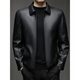 Jinba Haining Veste en cuir véritable pour hommes d'âge moyen Vêtements décontractés pour papa d'âge moyen et personnes âgées 2025 Nouvelle veste en peau de mouton pour hommes noir (style unique) Revers M 170