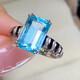 HEEKAIYI Santa Maria Aquamarine Ring Women's 18k Gold Diamond Ring Chinese Valentine's Day Birthday Gift for Wife Selected 3.9 Carat/Santa Maria Color