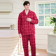 American Standard gift couple's pajamas for women, thickened and warm, three-layer quilted, can be worn outside, red plaid suit, home clothes, cherry red (men) L