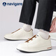 Navigare Italian sailboat genuine leather low-cut sneakers, breathable, simple, high-end business versatile casual shoes, one-legged men's shoes, off-white 40 (SF Express)