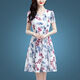 
Ice silk dress summer 2025 new floral skirt temperament 40-50-year-old middle-aged women's short-sleeved printed skirt Ice silk 9904 skirt XL 115-125Jin[Jin equals 0.5 kg]