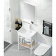 Duladiya apartamento pequeño cuenca de lavado simple balcón doméstico lavavajillas gabinete bañera de cerámica de cerámica integrada 4837 + soporte de piso blanco + drenaje + grifo blanco