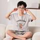 曼妮朵男童睡衣夏季新款儿童短袖男孩大童青少年纯棉条纹学生家居服套装 F724【双短男童】 165 L码建议160-165cm