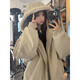 ZHUYIFAN hooded mountain carving leather jacket, men's and women's winter velvet thickened warm fur collar cotton jacket trendy brand apricot upgraded version L 110-130Jin Jin is equal to 0.5 kg