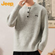 JEEP Jeep Henry Collar Sweater Men's Lazy Style Bottoming Sweater 2025 Autumn and Winter Thickened Sweater Men 25005 Light Gray Jeep Official M_90-110Jin Jin equals 0.5 kg