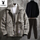 Playboy Jacket Men's Jacket Autumn and Winter Thickened Casual Suit Korean Style Men's Clothing Set with Handsome Cotton Clothes Trend Blue Jacket + Black Sweater + Pants Thickened L Recommended 100-115 Jin Jin equals 0.5 kg