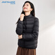 Jeanswest 85 Down Jacket Women's Lightweight Short Spring Autumn Stand Collar Slim Fit Warmth Slim Plush Jacket Women Black M