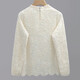 Sibaishe long-sleeved shirt 2025 autumn new women's short lace embroidered loose commuting simple top apricot L