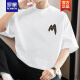 ROMON (ROMON) 260g American heavyweight T-shirt men's short-sleeved pure cotton round neck top summer trendy loose cotton half-sleeved T-shirt M09-694 brown 2XL [160-180Jin [Jin equals 0.5 kg]]