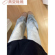 荣西图（RONGXITU）复古毛边阔腿高腰牛仔裤新款宽松显瘦百搭垂感长裤 蓝色 6197款 XS