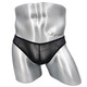 Universal elastic butt lift double thong men's U-convex transparent butt exposed mesh low waist trendy one size red
