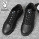 Playboy men's shoes 2025 autumn and winter new casual shoes men's high-end sneakers plus velvet business British leather shoes for men black 41