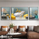 
Chengzai Shilai Runs Living Room Decoration Painting Sofa Background Wall Landscape Hanging Painting Modern Light Luxury Atmospheric Triple Mural JD13571 Left and left 50*70 Middle 90*70 Textured Oil Canvas Aluminum Alloy Black Frame