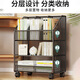Yisijia floor-standing bookshelf home bedroom children's picture book multi-layer storage bookshelf living room magazine removable wheeled storage cabinet black three-layer vertical style floor-standing style