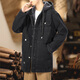Trendy and Winter Park Overcoming Denim Jacket Men's Plus Fleece Thickened Medium-length Trendy Warm Thickened Coat Hooded Jacket Men's Black L [130-145Jin[Jin equals 0.5 kg]]