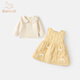 班喜迪女童连衣裙冬装新款洋气婴儿宝宝公主裙夹棉儿童背心裙子套装秋冬 黄色 73