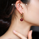 RUOHUA Manchun 10-11mm pigeon blood ruby earrings for women 18K gold birthday gift for girlfriend