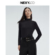 NEXY.CO mall's same style 2025 autumn new black stand-up collar stretch shirt half turtleneck thermal top black XL