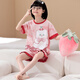 Langsha mother and daughter parent-child dress pajamas girls summer short-sleeved thin cotton home clothes little girl student summer suit LYP687 S (150) 140-150CM/68-82Jin[Jin equals 0.5 kg]