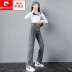 Pierre Cardin plus Samt verdickte Rauchgrau-Jeans für Frauen im Herbst und Winter 2025 Neue Elastizität Taille Lose elastische Weitbeinhosen 9928 plus samtig blau graues elastisches 4xl empfohlen 145-160jin [Jin entspricht 0,5 kg]