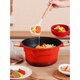 Fat Donglai's same style housewarming gift red micro-pressure wok non-stick pot household medical stone flat-bottomed wok non-stick kitchen utensils 32 gradient color octagonal pot + silicone spatula