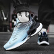 Nuevos zapatos deportivos de verano Autumn e invernal de otoño e invierno botón de giro Running Zapatos ultra ligeros Atacos y zapatos transpirables Hombres 9887 LIGHTA AZUL [superficie de cuero] 42