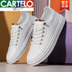 Marque de cartelo Chaussures haut de gamme printemps masculin 2025 petites chaussures blanches véritables en cuir doux Sole un pied de pédalage sportif et chaussures de planche décontractées blanc - creux respirant - 6630T 39 Taille de chaussure de sport standard