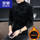 Romon Plus Velvet épaissis de demi-collé de base à col roulé pour le t-shirt à manches longues en velours en or noir pour hommes en automne et hiver intérieur usure t 691 noir m