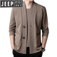 JEEP SPIRIT brand new spring and autumn fake two-piece knitted cardigan men's casual round neck jacket cardigan Korean style fashion camel 165/M