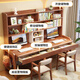 Huixun solid wood double desk bookshelf integrated home liftable children's study table study student study desk writing desk walnut color #desk + bookshelf 160cm*60cm*75cm total height 190cm