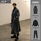 JEEP SPIRIT winter woolen coat men's thickened windbreaker mid-length knee-length Korean style double-sided cashmere woolen coat trend suit gray coat/sweater/suit pants S