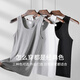 Langsha men's sports white vest pure cotton thick thread spring and summer sleeveless tight-fitting elastic fitness hurdle sweatshirt 1 piece white 100% cotton stretch L (170) slim fit recommended to choose one size larger