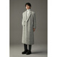 W2X winter heavy thickened water rippled large long wool coat men's mid-length high-end girl jacket Glacier gray M