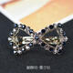 Small diamond-filled hairpin for the back of the head, elegant lady headwear, half-tied one-piece hairpin, Korean 5.9cm-bow purple diamond B00-208