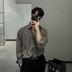 Camisa de manga larga con traje para hombres de manga larga y guapo chaqueta y camisa de negocios informal de dos piezas de otoño de otoño] C102 Brown Camiseta + Pantalones negros XL