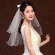 
Dai Yan's bride's white veil headdress gets a marriage certificate with a female super fairy bow and a wedding photo proposal registration photo shooting props Double-layer veil [hairpin style + 30 small happy words]