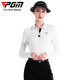 PGM高尔夫服装女装夏季冰丝长袖T恤上衣POLO衫女 速干透气 YF686-白色【上衣】【冰丝】 S