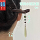 Pei Nanwei wooden hairpin for women, new Chinese style ancient style hairpin, hairpin, hairpin on the back of the head, imitation pearl pendant, step rocking hairpin, 1 green lotus water drop hairpin