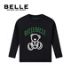 BELLE BELLE童装男童毛衣秋冬小熊圆领套头儿童毛衫宝宝柔软纯棉针织衫 黑色 140
