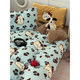 Mercury series ins cool leopard print cat milk velvet thickened four-piece set dopamine double-sided coral velvet quilt cover cartoon three-piece set velvet-mixed leopard print cat blue 1.2m bed sheet three-piece set (quilt cover 150*200cm)