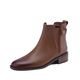 Woodpecker Brown Retro Short Boots 2025 Spring and Summer New Chelsea Boots Women's Thick Heels Mid-Heeled Martin Boots British Style Black-Single Li [Upgrade Version] 37
