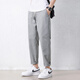 Jewish casual pants for men in summer new loose ice silk straight sport nine-point pants for men conical Korean style trendy trousers 9904 cement grey L