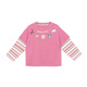 LUSON Little O Dad Baby Boy Baby Long Sleeve T-Shirt Fake Two Pieces 2025 New Autumn Pink Baby Top Rose Pink 110